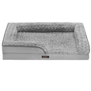 Cuccia per cani cuccia ortopedica per animali domestici schiuma a nido d'ape bordi imbottiti rialzati rivestimento in peluche sfoderabile con motivi rosa 91 x 68 x 16 cm grigio tortora 12_0006814