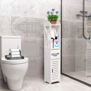 Pannello di Stoccaggio per Bagno - Materiale Acquapligato - Resistente - Cassetto Alto - 3 in 1 Pannello di Stoccaggio per Bagno - Alloggiamento per Asciugamani e Shampoo - Organizzatore per Cartucce di Carta Igienica - Dimensioni Lunghe e Sottili.