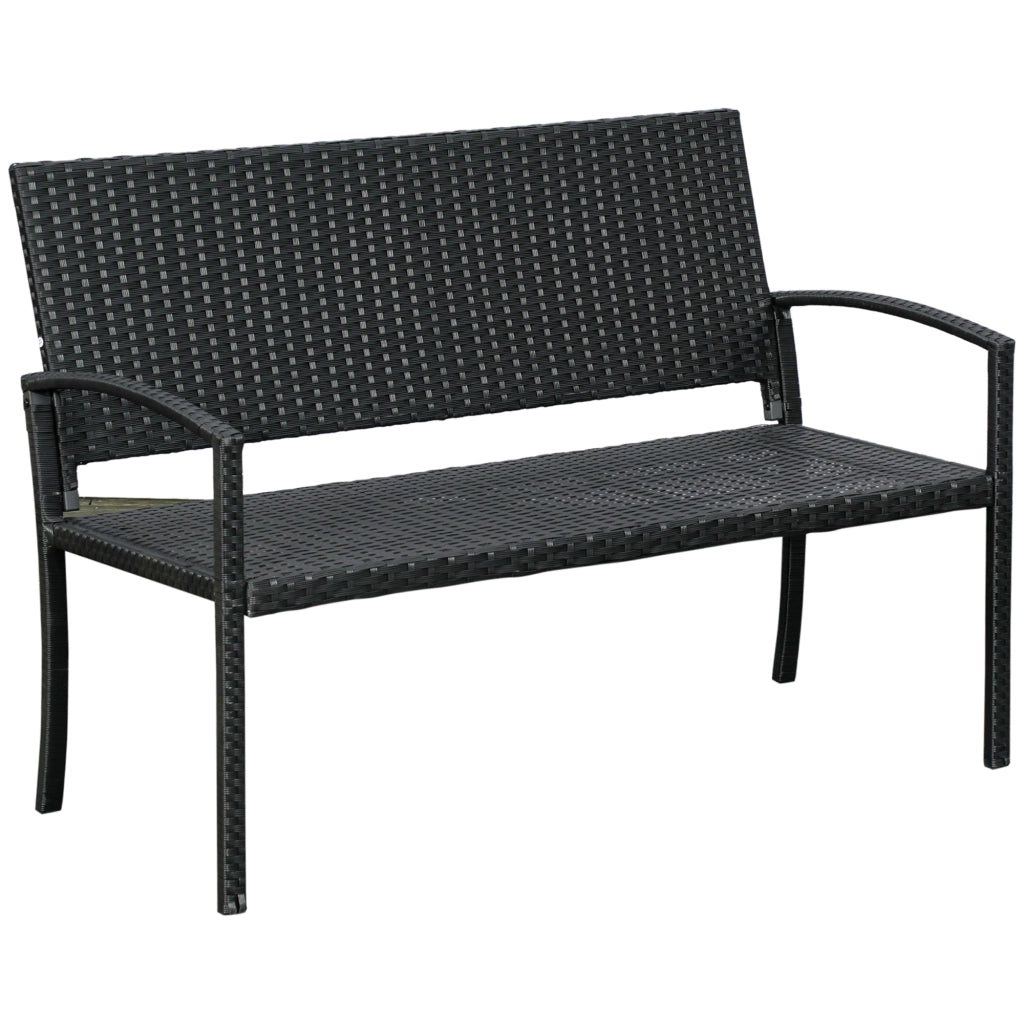 Panchina da Giardino 2 Posti con Schienale; Struttura Stabile; per Interni ed Esterni; in Acciaio; Nero