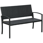 Panchina da Giardino 2 Posti con Schienale; Struttura Stabile; per Interni ed Esterni; in Acciaio; Nero