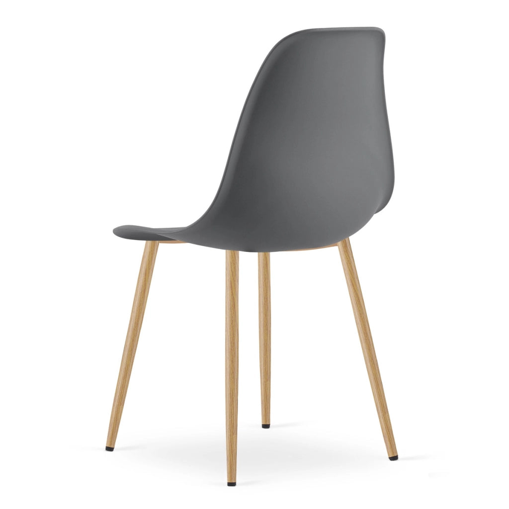Sedia scandinava WAT grigio scuro con gambe effetto legno