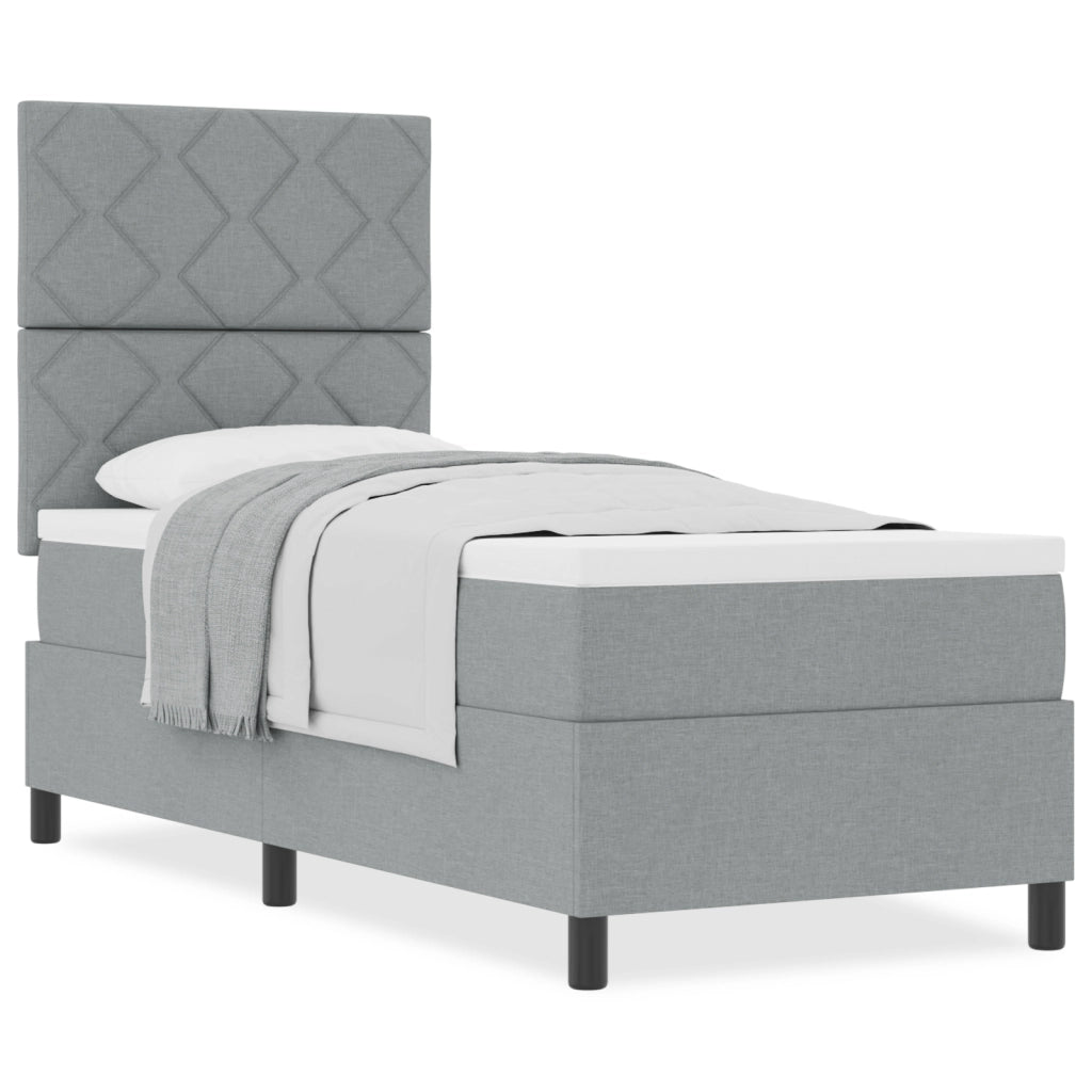 Letto a Molle con Materasso Grigio Chiaro 80x200 cm Tessuto