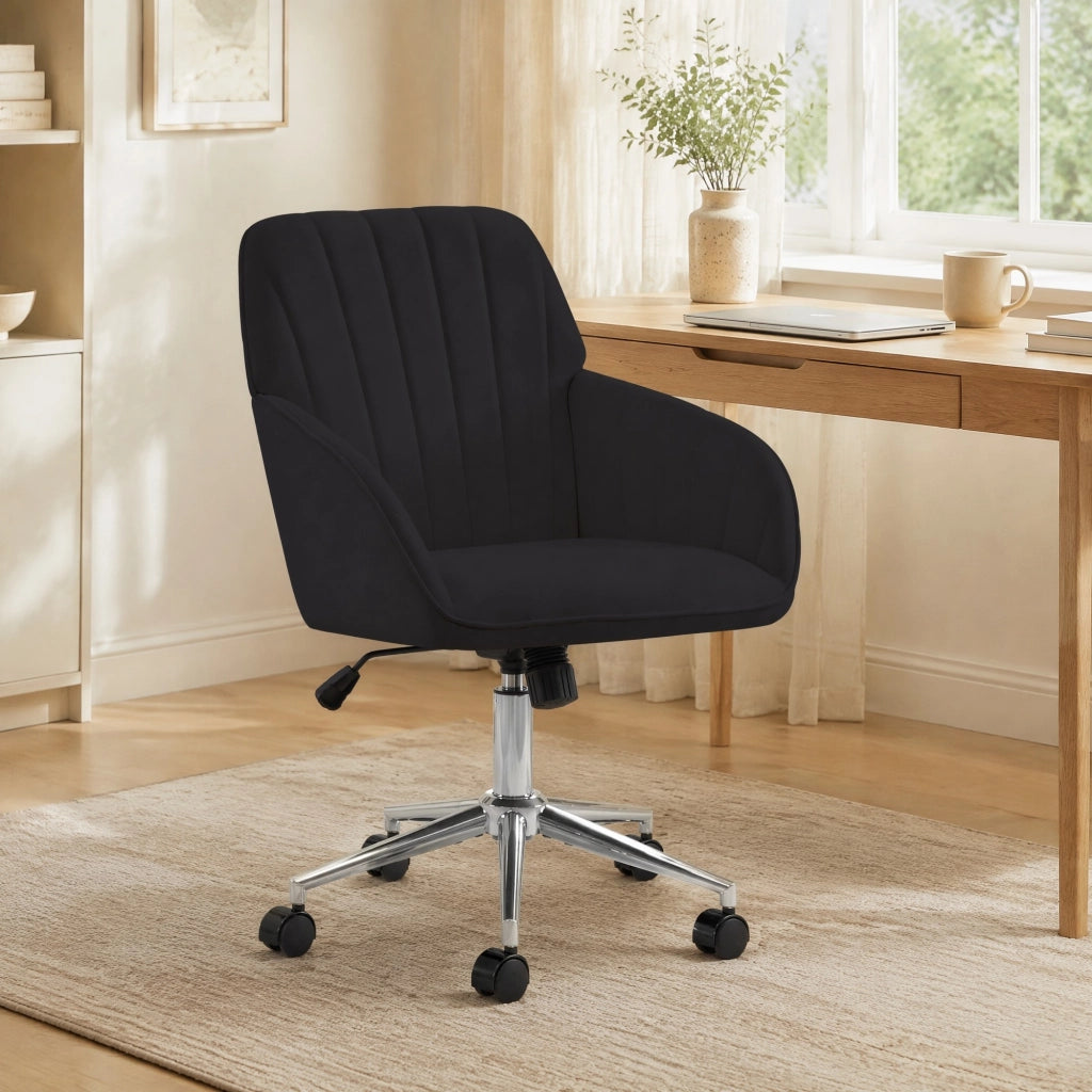 SEDIA DA UFFICIO Girevole Regolabile 57x29x52 cm Velluto Nero