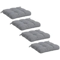 Set di 4 Cuscini per Sedie da Giardino, Cuscini per Esterno Trapuntati, 48L x 48P cm, Grigio