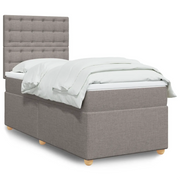 vidaXL Giroletto a Molle con Materasso Tortora 100x200 cm in Tessuto