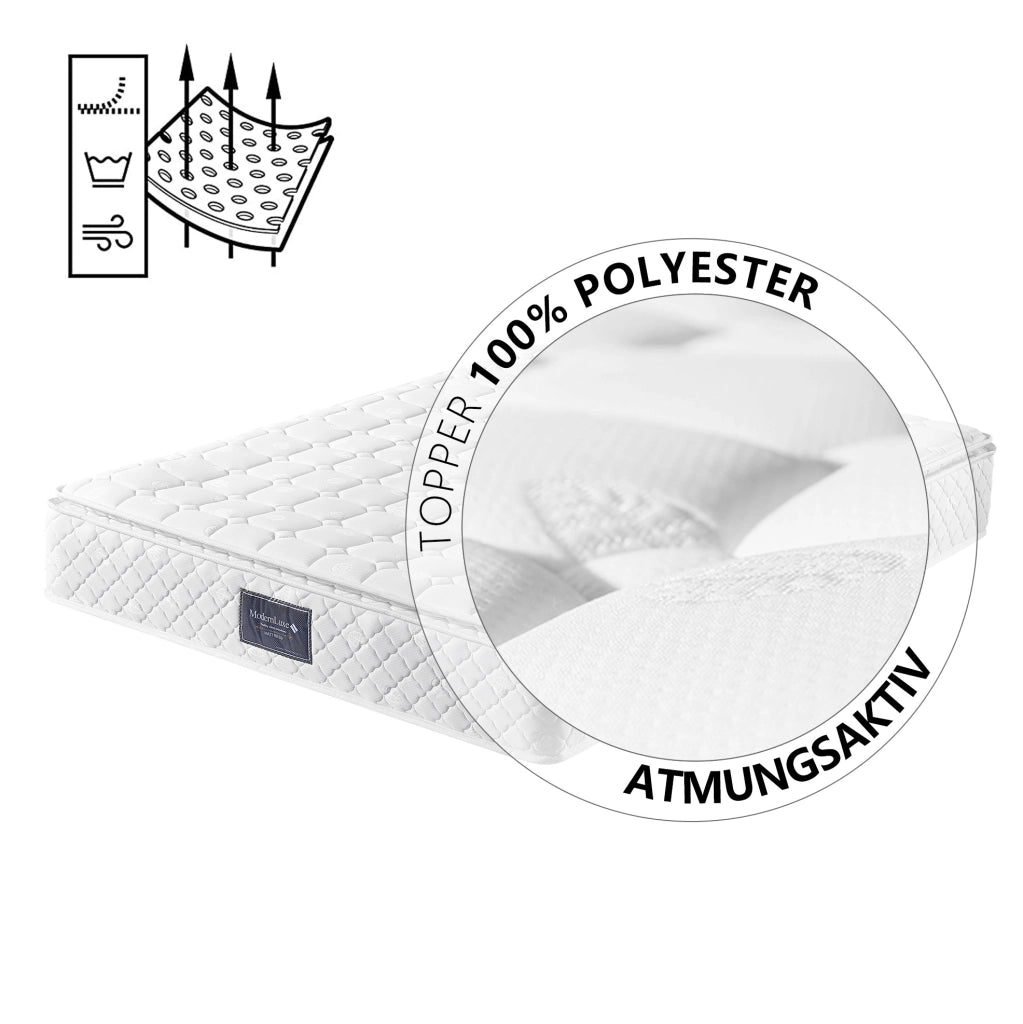 Letto matrimoniale con panca contenitore, LED e materasso incluso