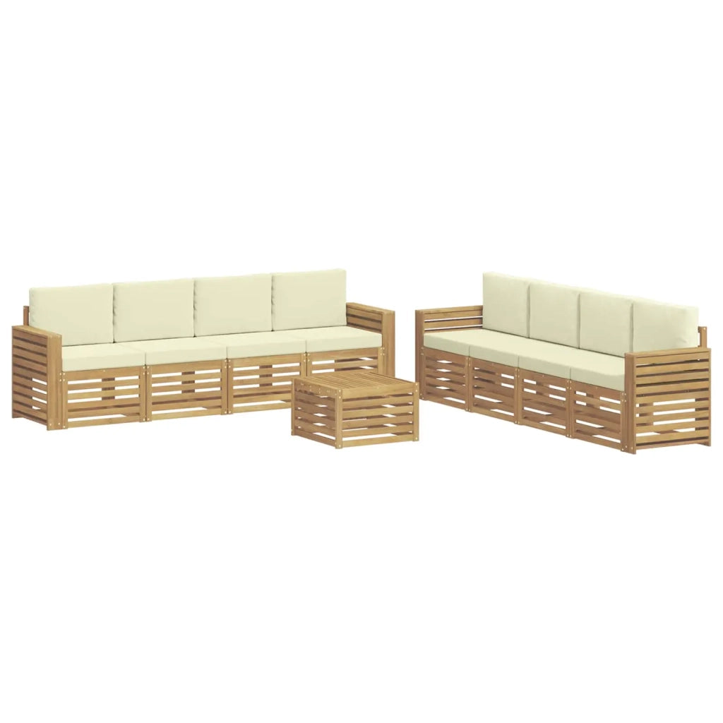 Set divani 9 pcs Bianco e Crema 59 x 59 x 37 cm Poliestere 3391600