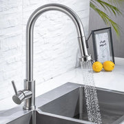 Cranio da cucina estensibile con 2 tipi di getto di acqua - Acciaio inossidabile lavorato a martello - Rotazione 360°