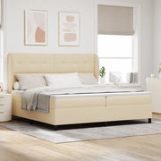 Letto a Box con Materasso - Panna, 200x200 cm Tessuto
