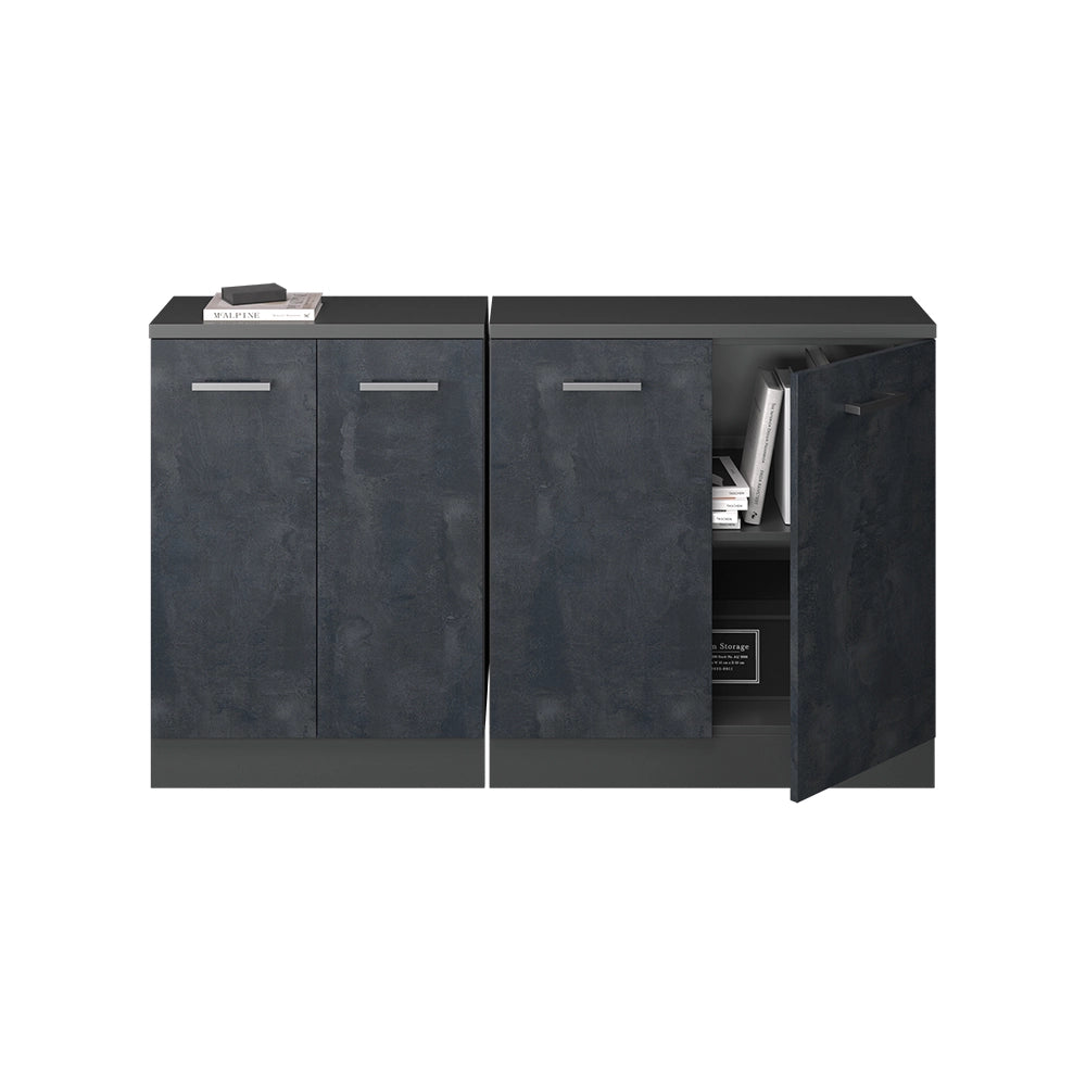 Set di mobili sottotetto Rion Calce nera/Antracite 140 cm Set di 2 carcasse armadio profondità 60 cm Vicco
