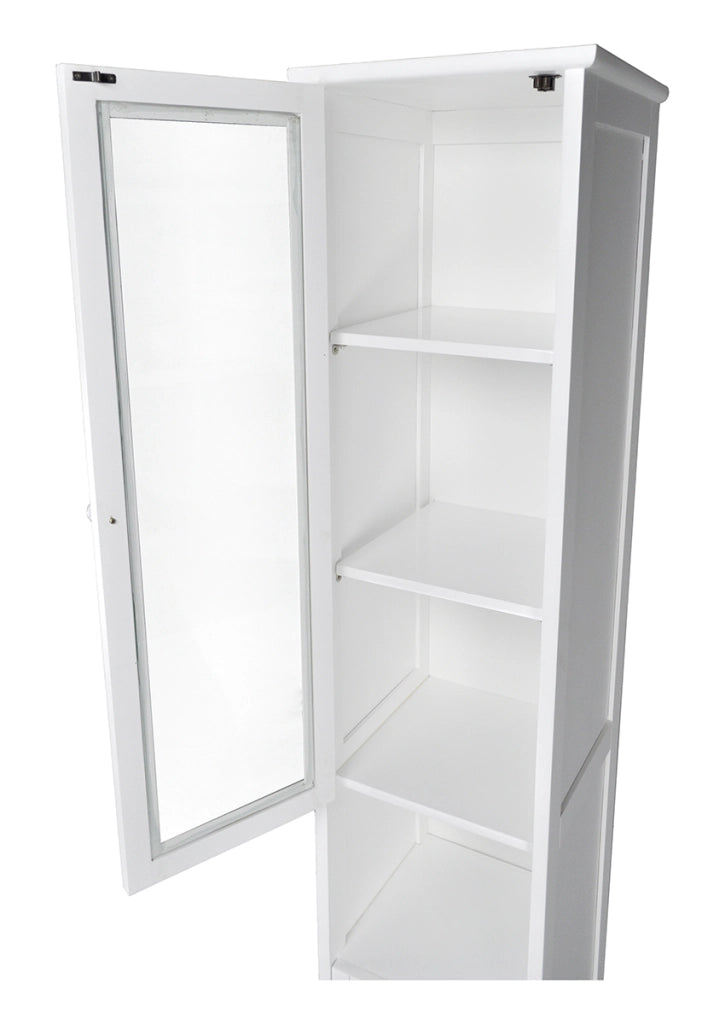 Mobile bagno a colonna in legno laccato bianco, vetrinetta mod.Vittoria CB02B