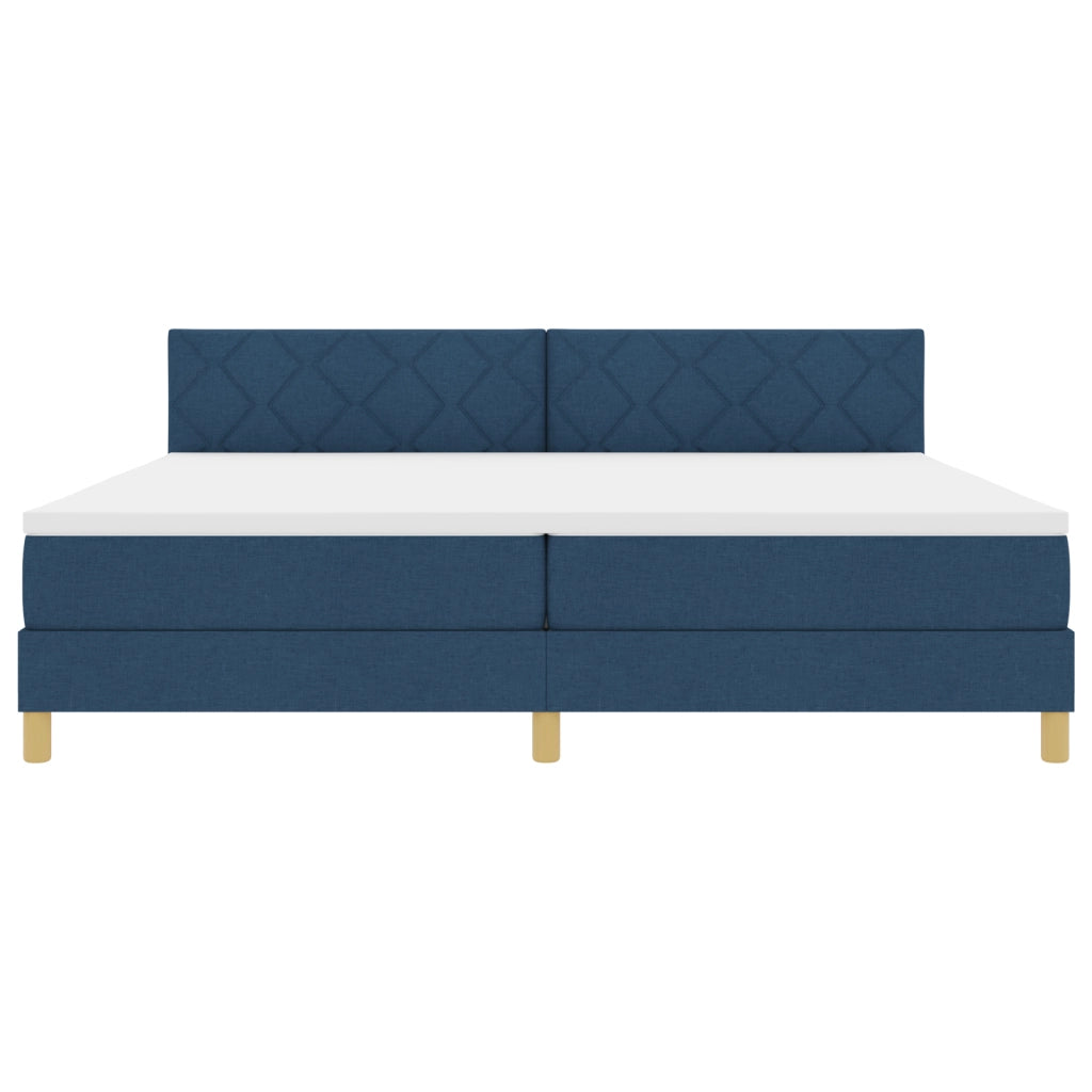 Letto Box Spring con Materasso Blu 200x200 cm Tessuto