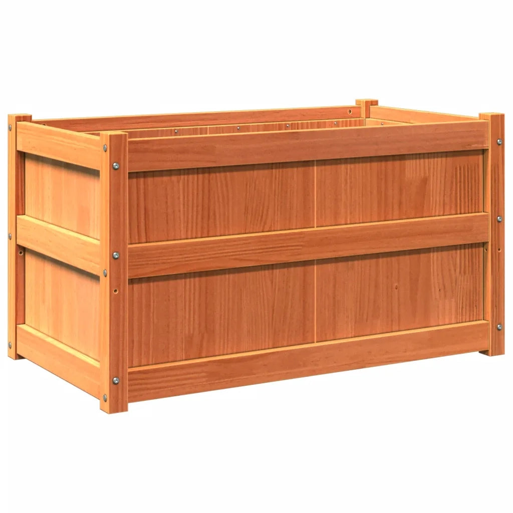 Fioriere da Giardino 2pz Marrone Cera Legno Massello di Pino 837464
