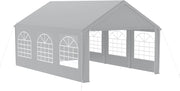 Gazebo per feste, 4 x 6 m, con 8 pareti laterali rimovibili, impermeabile, stabile, impermeabile, protezione solare, gazebo da giardino, tenda da giardino, colore grigio