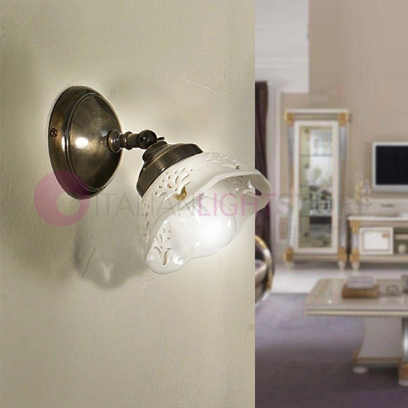 RIPARBELLA  Applique Spot Orientabile Ottone Ceramica Rustico Country