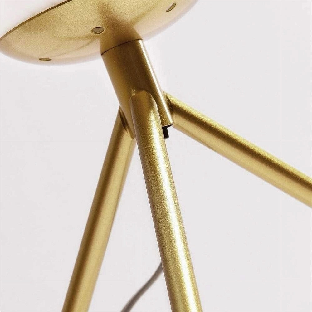 Trade Shop - Lampada Da Tavolo Minimalista Bronzo Treppiedi Con Sfera Lume Abat Jour G9 D35 -