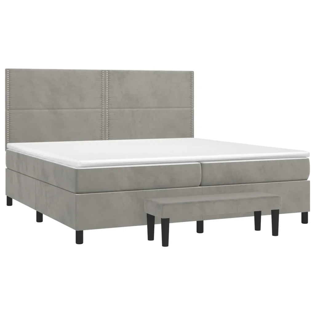 Giroletto a Molle con Materasso Grigio Chiaro 200x200cm Velluto 3137803