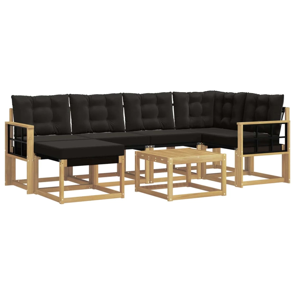 Set di divani da esterno con cuscino 7 pcs Bianco e Nero 3389674