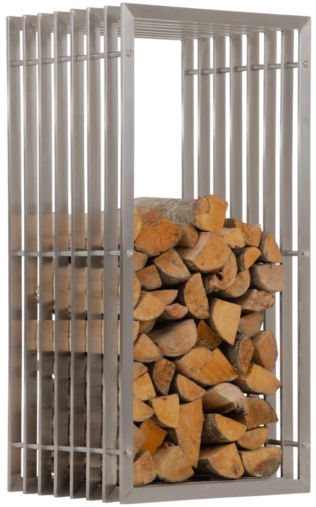 Portalegna Irving in robusto acciaio inox 40x50x100 cm