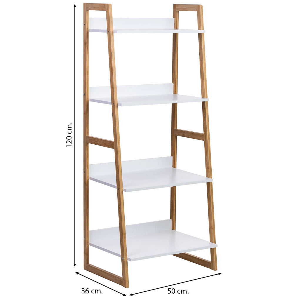 scaffalatura in legno bianco a 4 ripiani 50x36x120h cm
