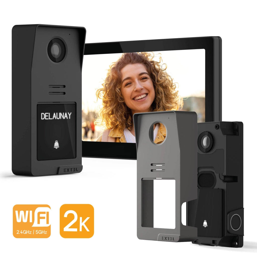Videocitofono Smart Extel Digital Connect Wi-Fi, 7 Pollici Touch Monitor, 2 fili, Visione Notturna, Apertura da remoto + Cover Esterna Color Grafite