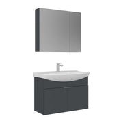 Set mobile lavabo con specchio (2 pezzi) "Purus 80" - 80 x 50 x 58 cm - Antracite opaco
