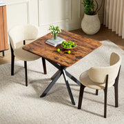 Tavolo da pranzo quadrato con struttura a X e 4 piedini regolabili, per cucina e soggiorno, in truciolare, marrone, 80 × 80 × 75 cm