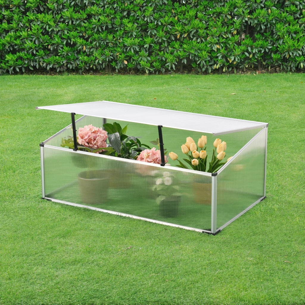 Mini Serra da Balcone/Terrazza per Piante Box Traslucido in Policarbonato 60 x 100 x 30/40 cm Protezione Piantine con