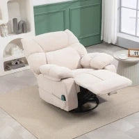 Poltrona Reclinabile con Poggiapiedi, Massaggio e Riscaldamento con 5 Programmi e 8 Punti Vibranti, Beige