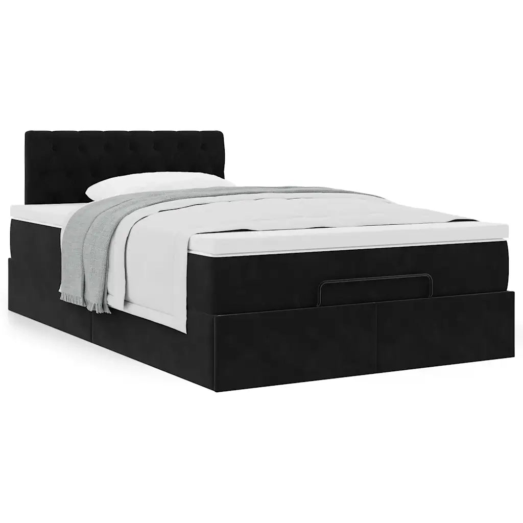 Struttura Letto Pouf con Materasso Nero 120x200 cm Velluto 3311839