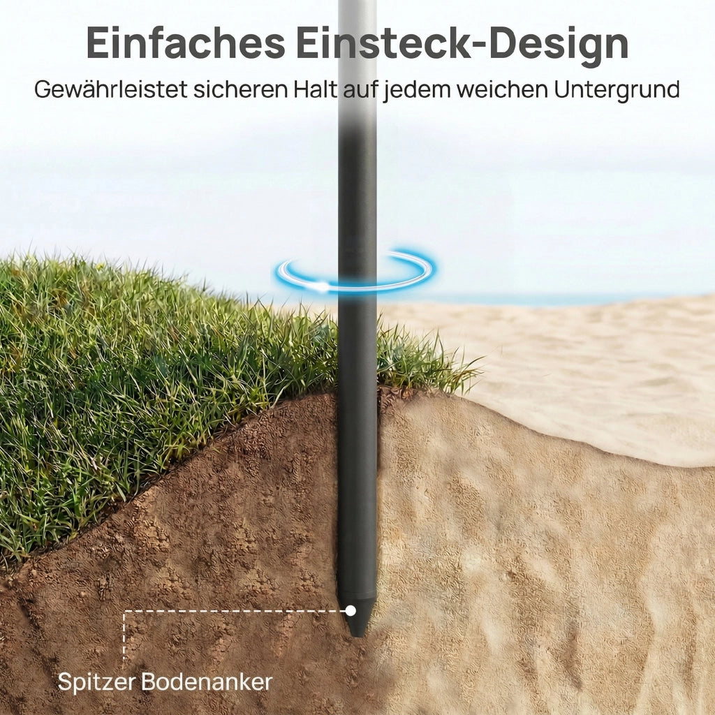 Ombrellone da spiaggia pieghevole idropellente ?150 cm con ancoraggio di sabbia regolabile e inclinazione Beige