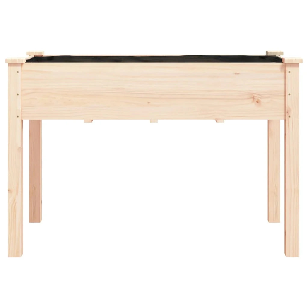 Fioriera aiuola rialzata vassoio piante fiori terrazza giardino con rivestimento 118 x 59 x 76 cm legno massello di abete marrone 02_0038120