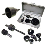 Trade Shop - Set Frese Legno A Tazza Kit Seghe Fora Legno Plastica 11 Pz Attacco Per Trapano -