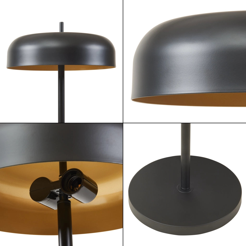 Lampada da Terra Barton con Paralume Tamburo Piatto - Metallo Nero lux.pro