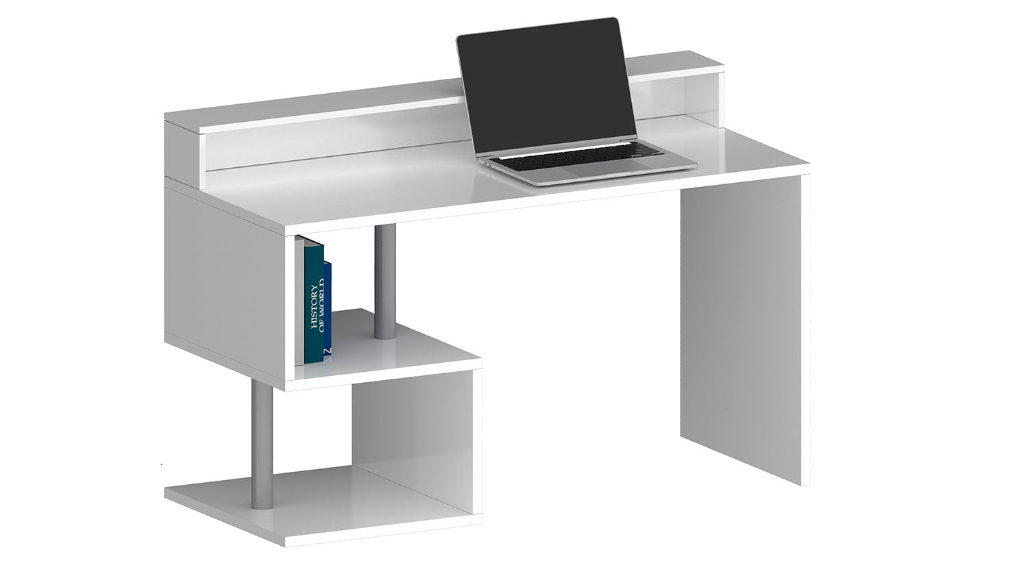 Scrivania a Giorno 140x60x92,5 cm Esse Bianco Lucido