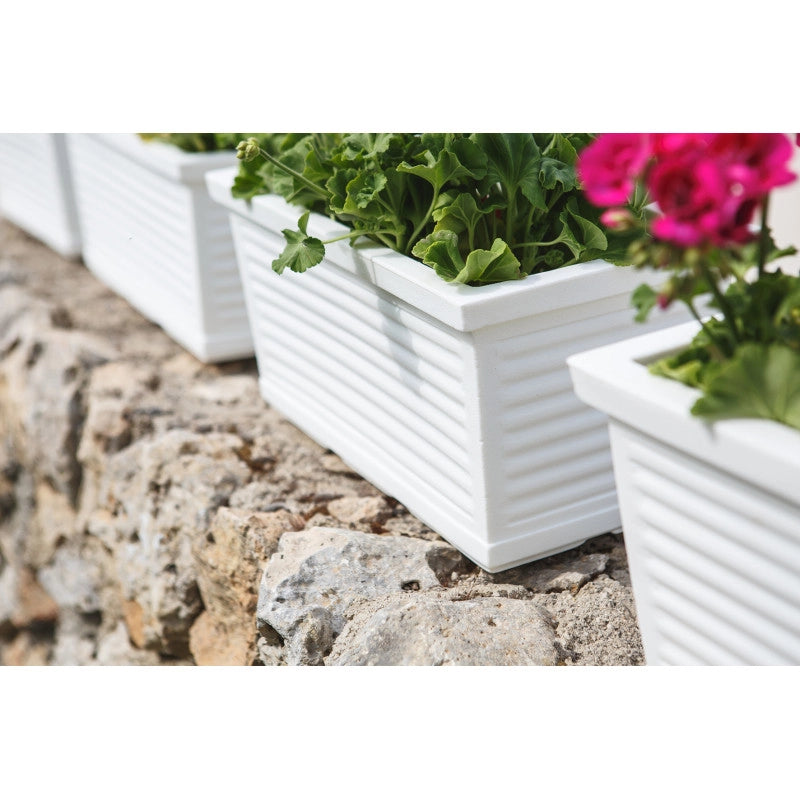 Vaso Fioriera decorativa classica tradizionale 40x22 H20 in polimero resistente bianco per piante per giardini e terrazze - Made in Italy - Monacis