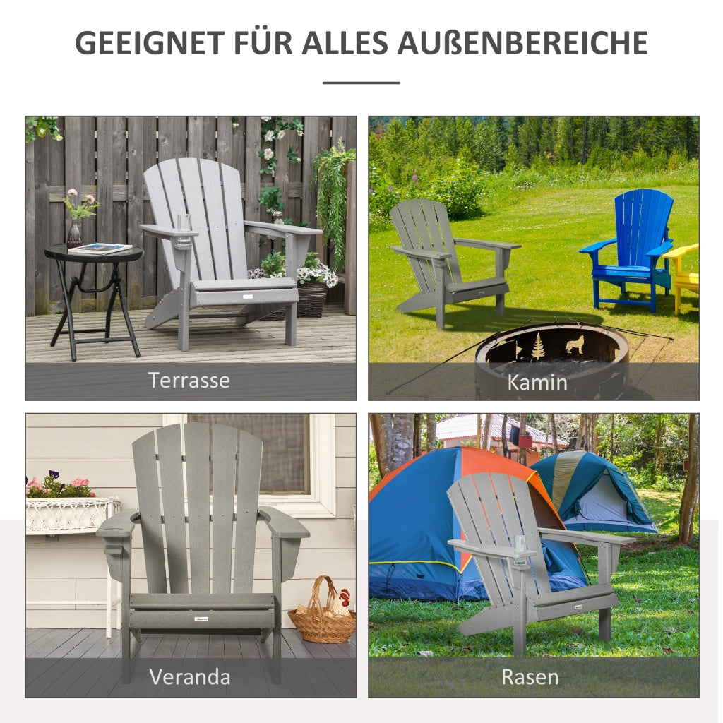 Sedia da giardino ergonomica in grigio HDPE; UV e resistenti alle intemperie; 75 x 87 x 90 cm