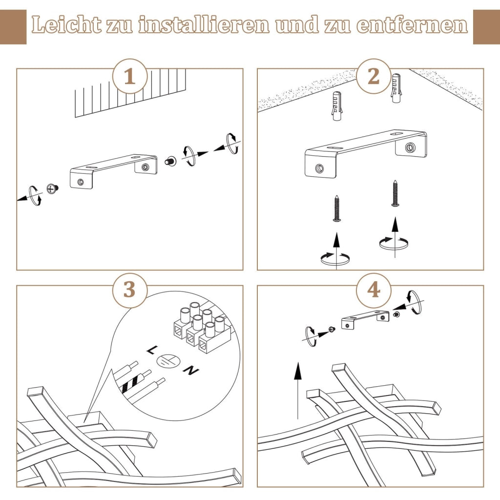 ZMH Lampada da soffitto plafoniera LED moderna legno nero luce bianca calda per soggiorno