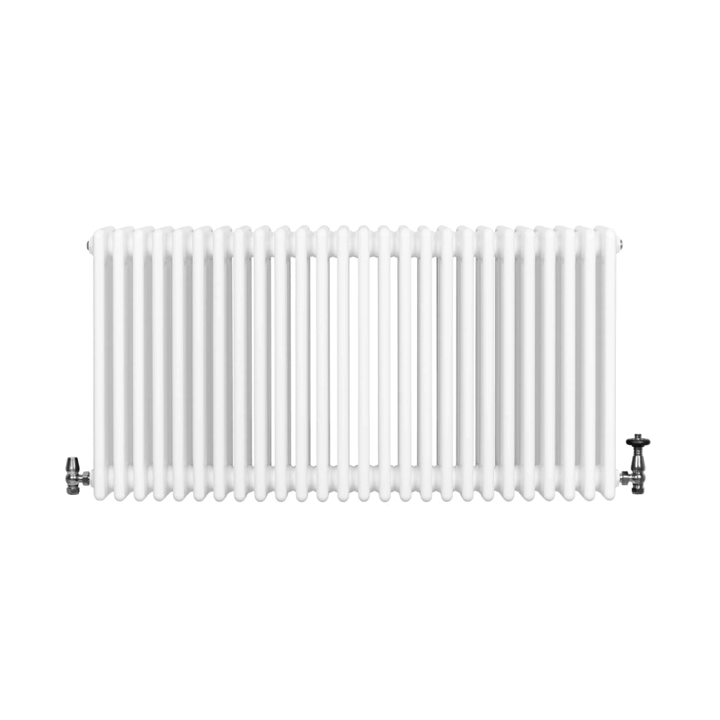 Radiatore Tradizionale 4 Colonne Orizzontale Riscaldamento Bianco & Valvole 600x1190 mm