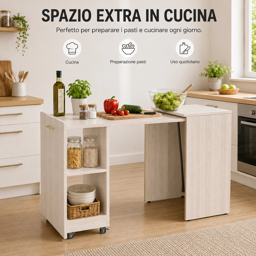 Mobile con Tavolo a Scomparsa Olmo Richiudibile Salvaspazio Scrivania Libreria