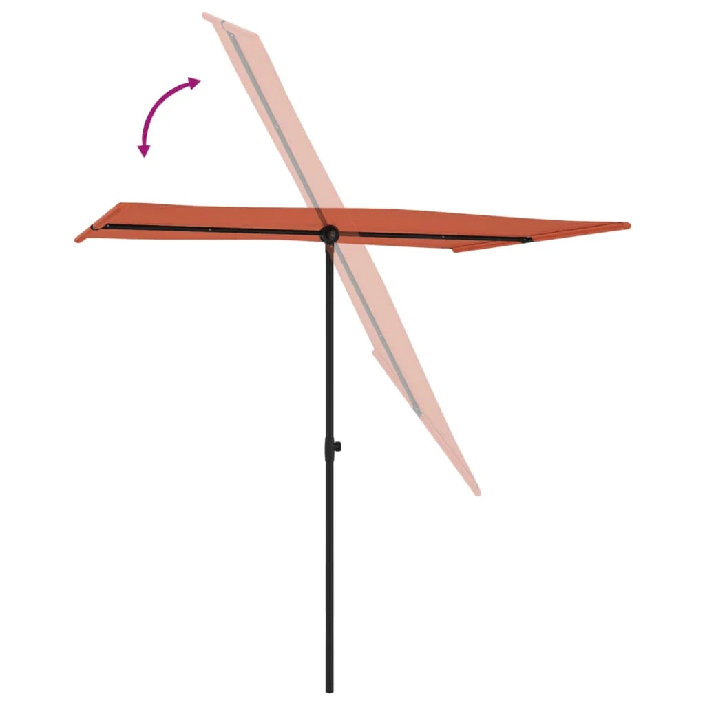 Ombrellone da esterno con palo in alluminio 2 x 1,5 m colore terracotta 02_0008230