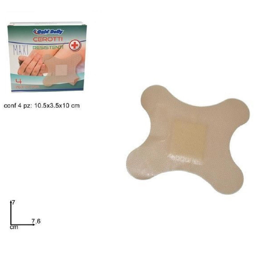 Trade Shop - Set Confezione Da 4pz Cerotti Maxi Extra Forti 76 X 70 Mm Sterili A Farfalla -