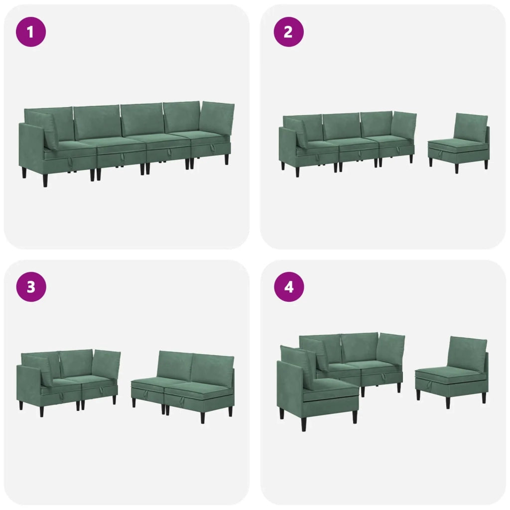 Set di mobili per il soggiorno 4 pcs Verde Mare Velluto 3413774