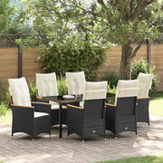 Set da Pranzo per Giardino con cuscino 7 pcs Nero polyrattan 3379608