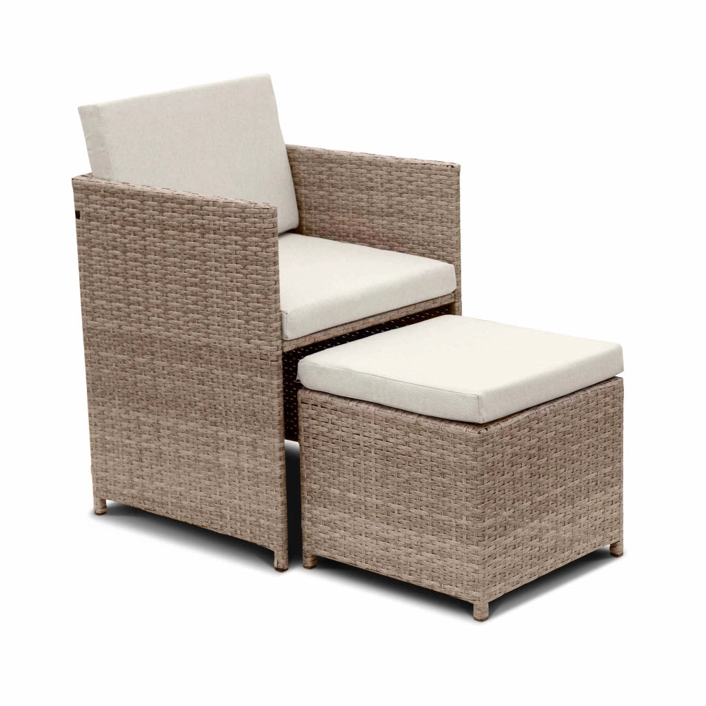 Set tavolo da giardino in resina intrecciata con 8-12 poltrone, beige