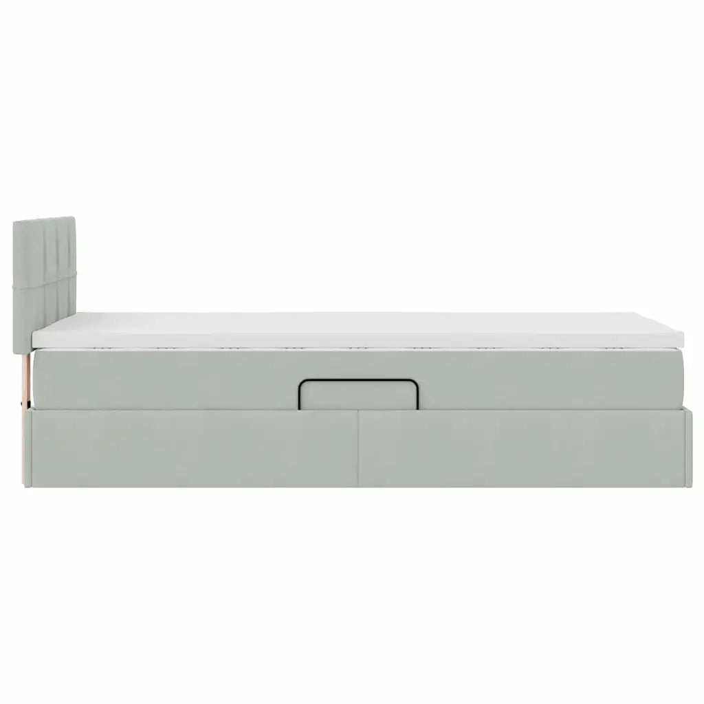 Letto con Contenitore Grigio chiaro 90 x 190 cm Velluto