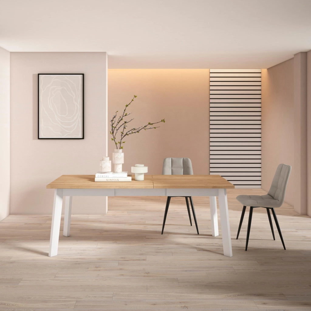 Tavolo da Pranzo, 194x90x74cm, Per 10 persone, Gambe in legno, colore Rovere RF2917