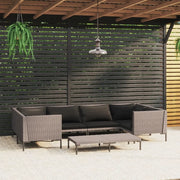 Set Divani da Giardino 7 pz con Cuscini Polyrattan Grigio Scuro 3099927
