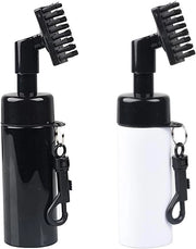 2 golf club borstel reinigatori con spruzzatore integrato e uncino, borstello per pulizia buchi per club da golf, schiuma idratante, pulitore per palloni da golf con flacone di acqua espulsa, regalo per uomini - Nero e Bianco