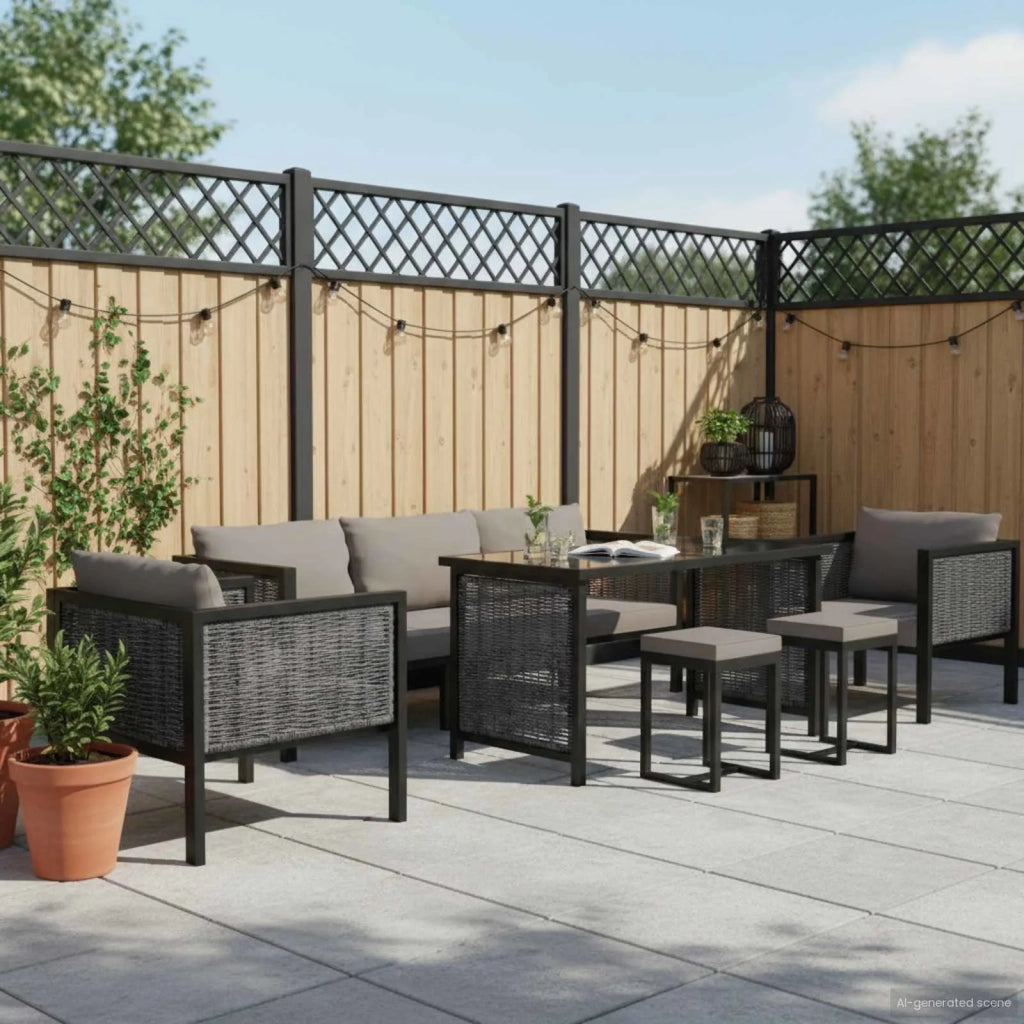 Set Divani da Giardino 8 pz con Cuscini in Polyrattan Antracite 49406